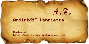 Andirkó Henrietta névjegykártya