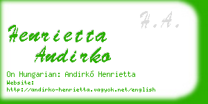 henrietta andirko business card